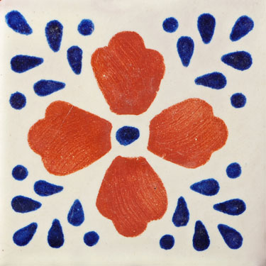 Mexican Ceramic Tile Tlaquepaque Terracotta con Azul 1056